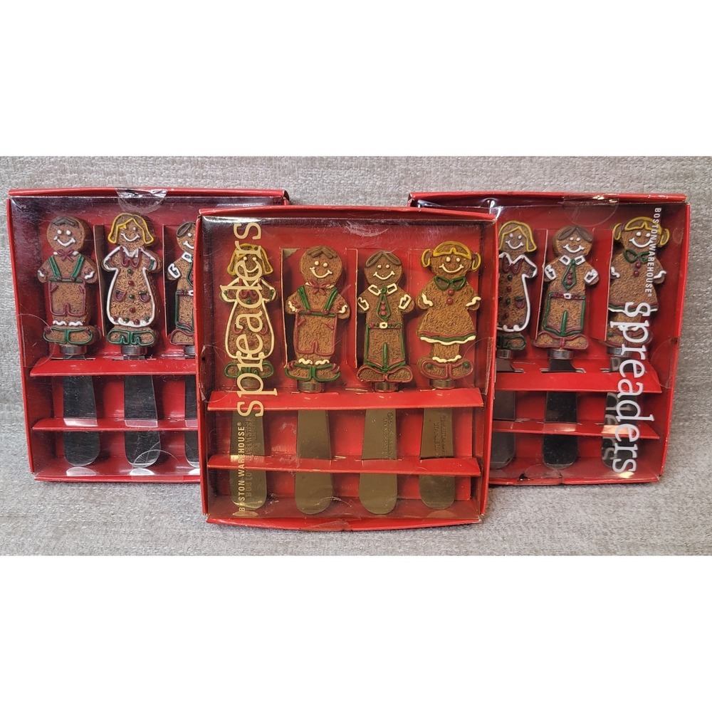 3 Boston Warehouse Sets of Gingerbread Cookie Stainless Holiday Spreaders NEW
